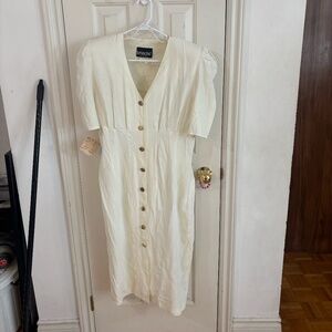 white beautiful button up dress